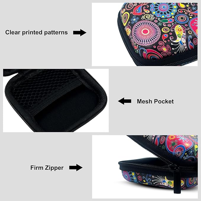 Earbud Case Headphone Organizer Ear Bud Case Portable EVA Carrying Box Storage Bag with Carabiner for AirPods Beats Bose Galaxy Buds 4/3/FE Data Cable Storage (Jellyfish)