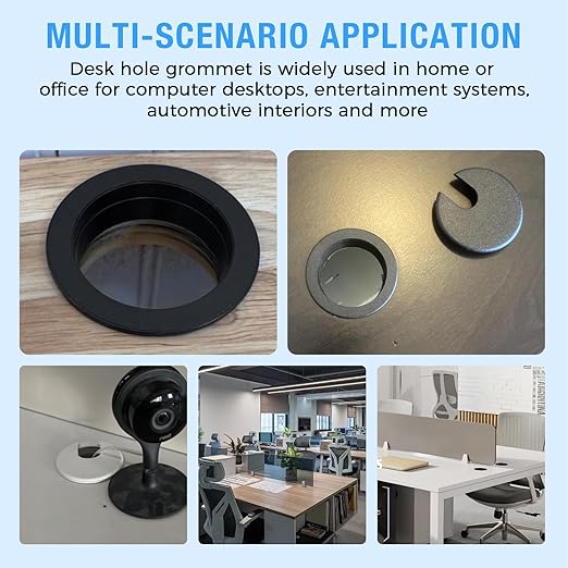 Desk Grommet 2" (50 mm), Desk Cord Hole Cover, Cable Grommet ABS Plastic, Desk Hole Grommet for Office and Home Table Cable, Detachable Cable Cord Organizer (White 8 Pcs)