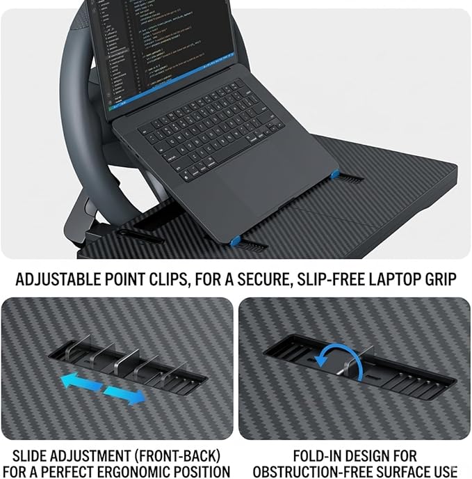 2 in 1 Car Steering Wheel Desk & Seat Gap Organizer, 360° Rotating Clamp & Extendable Arm, Universal Fit for Most Cars, Steering Wheel Tray Table,Car Desk for Laptop,Car Seat Gap Filler Organizer