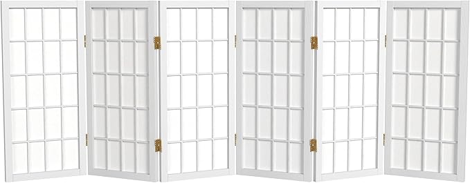 2 ft. Short Desktop Window Pane Shoji Screen - White - 6 Panels