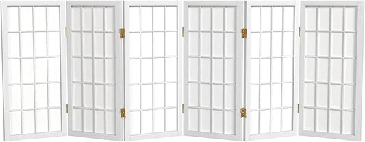 2 ft. Short Desktop Window Pane Shoji Screen - White - 6 Panels