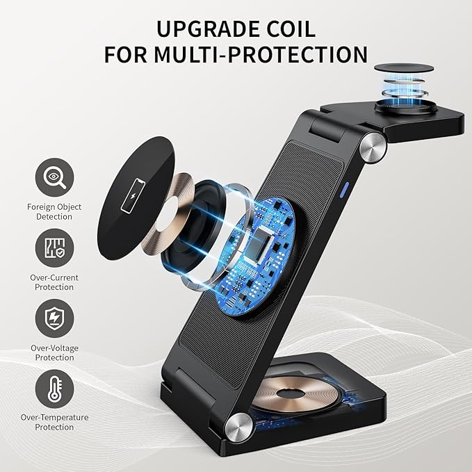 2026 Traveling Wireless Mag-Safe Fast Charging Station, Magnetic 3 in 1 Charger with Light for iPhone 16 15 14 13 12 Pro Max Plus, Apple Watch Series & AirPods 4 3 2 Pro - Gifts for Wife & Husband