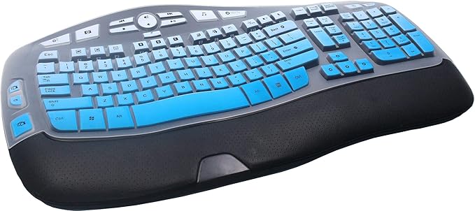 Silicone Keyboard Skin Cover Compatible for Logitech K350 MK550 MK570 Wireless Wave Keyboard, Logitech K350 MK550 MK570 Keyboard Skin (Ombre Blue)