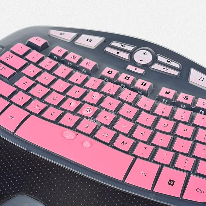 Keyboard Cover for Logitech K350 MK570 MK550 Keyboard Cover Skin for Logitech K350 MK550 MK570 Wireless Wave Keyboard Skin Protector Accessories, Ombre Pink