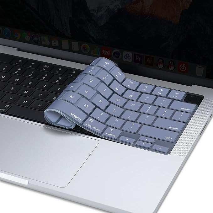 MOSISO Keyboard Cover Skin Compatible with MacBook Air 15 inch M3 A3114 M2 A2941/Air 13.6 A3113 A2681/Pro 14/16 M4 M3 M2 M1, Lavender Gray