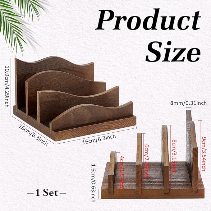 CUTHOLLOW Desk Mail Organizer Sorter, Wooden Mail Holder with 3-Slot Letter Tray for Envelopes, Bills, and Files, Countertop Desktop Organizer for Home Office (6.3"L × 6.3"W × 4.29"H)