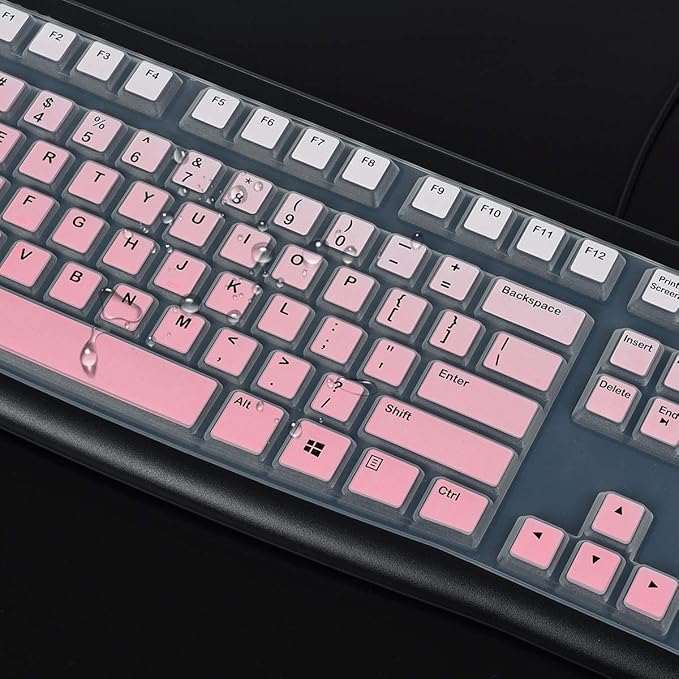Keyboard Cover for Logitech K120 & MK120 Wired Keyboard, Logitech K120 Keyboard Skin Protector - Gradual Pink