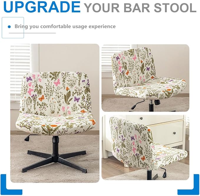 Levoberg Armless Criss Cross Office Desk Chair Cover Slipcovers Printed Vanity Desk Chair Covers Accent Mid Back Wide Swivel Task Chair Protector #1