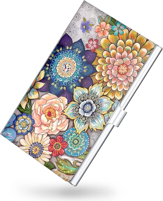Business Card Holder，Color Printing Men's and Women's Business Card Case，Ultra-Thin Metal Business Card Organizer，Carry-on Pocket Wallet Business Card Holder,Mandarins
