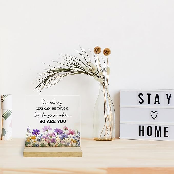 Inspirational Quotes Desk Decor Sign, Always Remember So Are You Acrylic Plaque