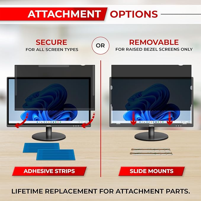 SightPro 23.8 Inch 16:9 Computer Privacy Screen Filter for Monitor - Privacy Shield and Anti-Glare Protector