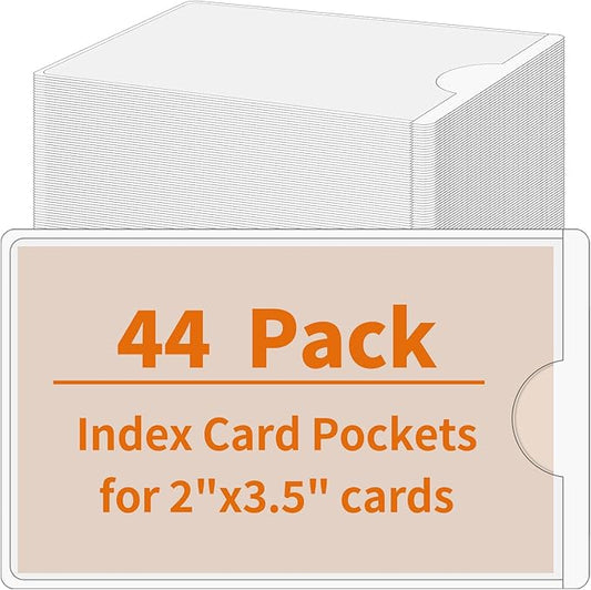 44 Pack Adhesive Pockets, Bin Labels for Storage Bins, Clear Label Holder, Index Card Holder 2x3.5 Inches, Plastic Storage Tote Labels for Organizing Bins Box Drawer