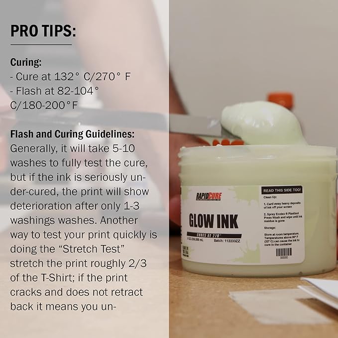 Rapid Cure® Screen Printing Ink Glow in The Dark (Quart - 32oz.) - Plastisol Ink for Screen Printing, Fast Curing Fabric Paint - Screen Print Direct®, USA Made