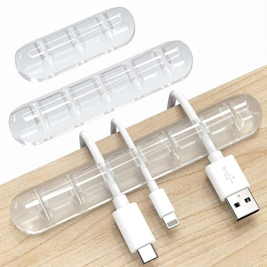 INCHOR Cord Organizer, Clear Cable Organizer Cord Holder, Wire Organizer USB Cable Management Cord Keeper, 3 Packs Cable Clips for Car Home and Office (7, 5, 3 Slots)
