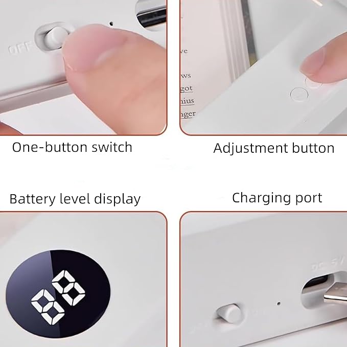 Book Light, Rechargeable Clear LED Flat Reading Light with 3 Colors& Timer, Dimmable Panel Plate Lamp Full Page Light, Night Reading for Readers (White 2)