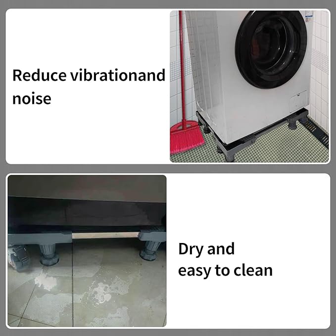 Upgrade Fridge Stand Mobile Base With 4 Locking Wheels And 8 Strong Feet Adjustable Furniture Dolly for Washer Dryer Washing Machine Stand Pedestal, Refrigerator Stand