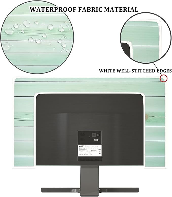 Waterproof Television Covers 55 Inch Anti-Static Anti-Static Dust-Proof Protective Sleeve Compatible with Flat Screen TV Decorations，Mint Green Wooden Board Design