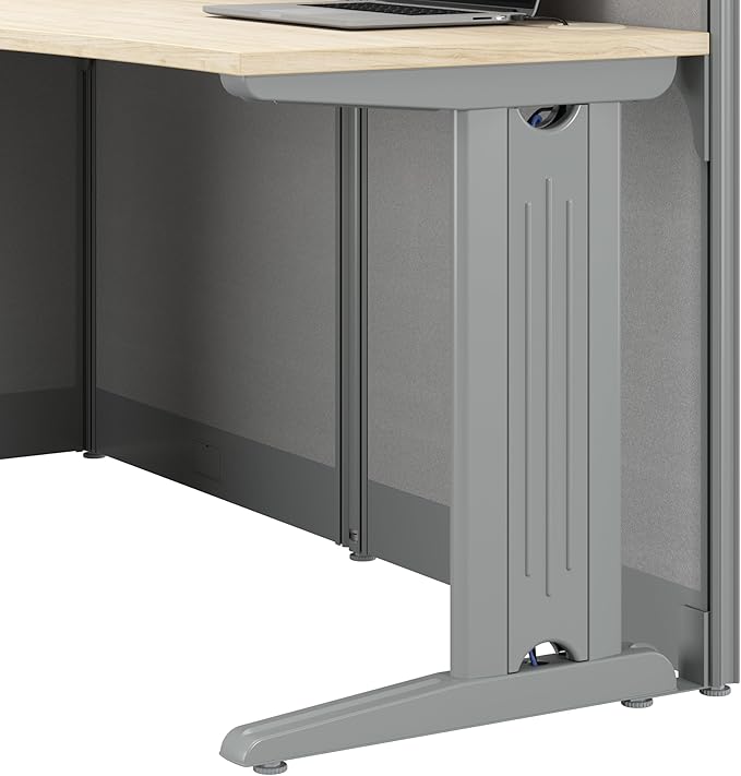 Bush Business Furniture 3 Person L Shaped Cubicle Desks with Storage, Drawers, and Organizers, Office in an Hour Collection, Natural Elm