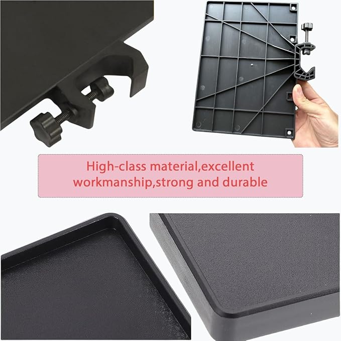 2 Pcs Universal Microphone Stand Tray, Adjustable Clamp-On Rack Tray Holder Mic Rack Stand Tray for Music Sheet, Live Streaming, Karaoke, Recording, Music Stand Accessories（5.5X7.9in，6.8X9.4in）