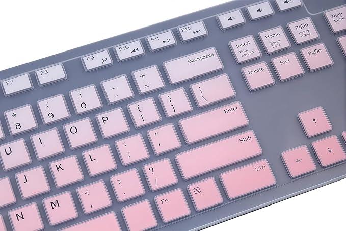 Keyboard Cover Skin Compatible for Dell KM636 KB216 KB216t KB216p Wireless/Wired Keyboard & Dell Optiplex 5250 3050 3240 5460 7450 7050, Inspiron AIO 3475/3670/3477 All-in One Desktop (Ombre Pink)