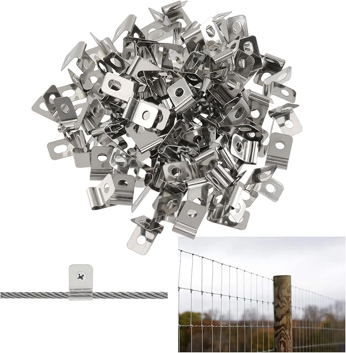 Antrader R-Type Cable Clips,3mm/0.12" Cable Clamps with Screws,304 Stainless Steel,100Pcs