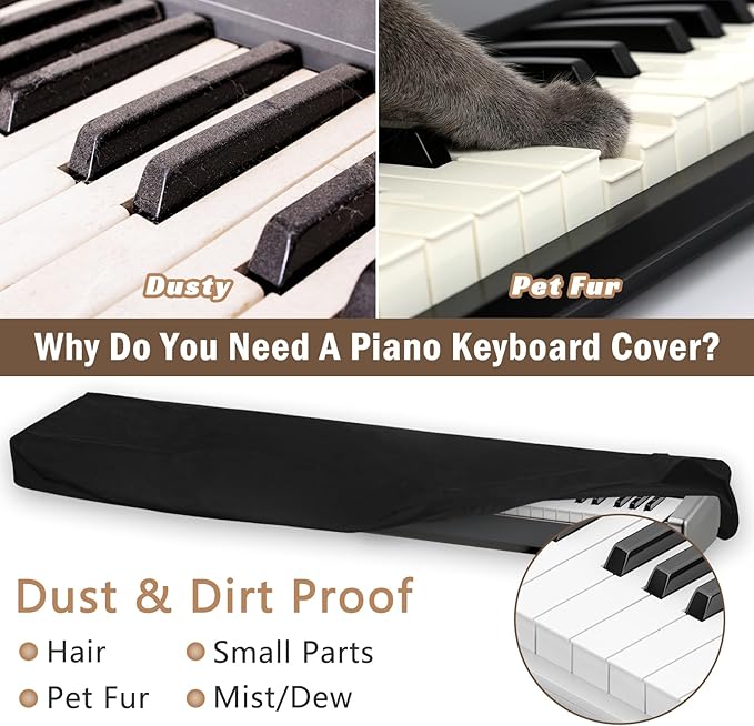 Piano Keyboard Dust Cover 88 Keys, Digital Electronic Piano Keyboard Covers, Thickening Full Covering Soft and Premium Surface, Essential Accessories to Protect Your Music Piano