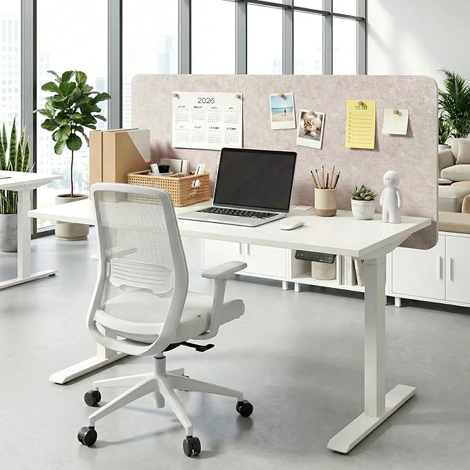 Desk Divider, Clamp On Felt Desk Privacy Panels, Acoustic Sound Absorbing Desk Partition for Office Desk, Reduce Distractions, Oatmeal, 1 Pack, 24 x 48 in
