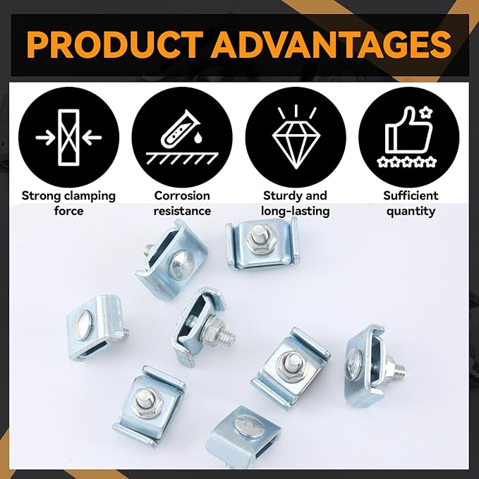 Zonon 50 Grid Wall Clips Splice Washer Kit, Mesh Cable Tray Wire Shelf Kit, Reinforced Joint Clamp for Wire Mesh Cable Tray, End to End Splice Connector Fit 4mm - 6mm Diameter