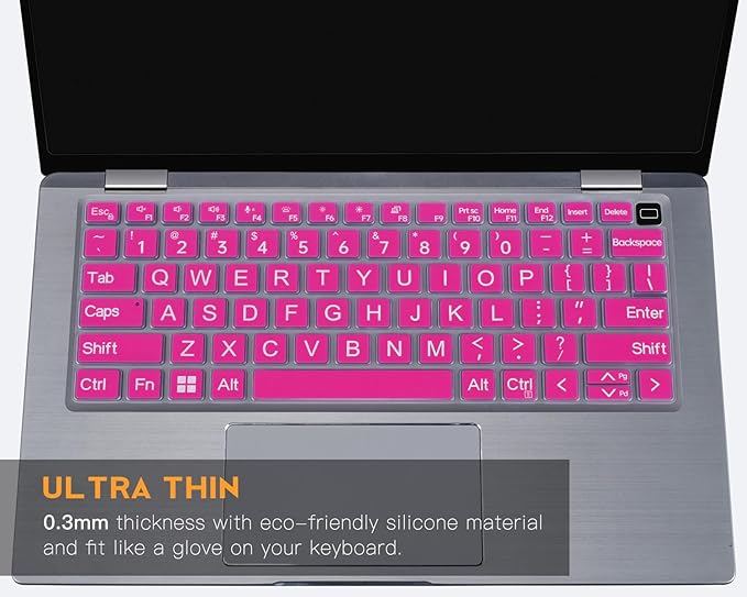 Large Print Keyboard Cover Skin for Dell Latitude 7420 7430 7440 7450 14", Latitude 14" 3440 3450 5420 5430 5431 5440 5450 9420 9430, Latitude 9510 9520 7520 15.6 & 7650 7640 16" Laptop, Hot Pink