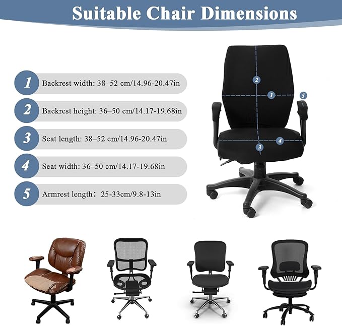 4 Pcs Computer Chair Covers with Armrest - Universal Protective Stretchable Office Chair Cover - Office Gaming Chairs Seat Cover for Swivel Chairs Rotating