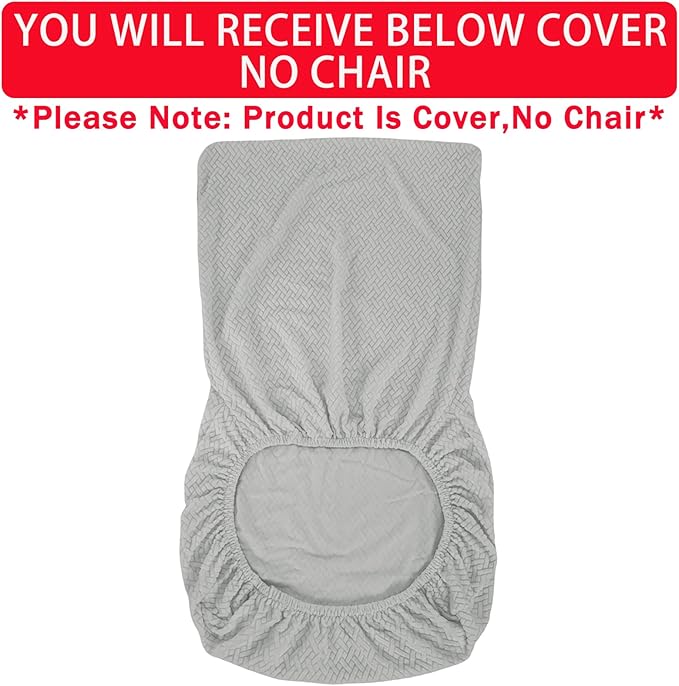 Vanity Chair Cover Criss Cross Chair Cover Elastic Armless Chair Slipcover Armless Chair Covers Office Chair Covers (Light Grey,Just The Cover,No Chair)
