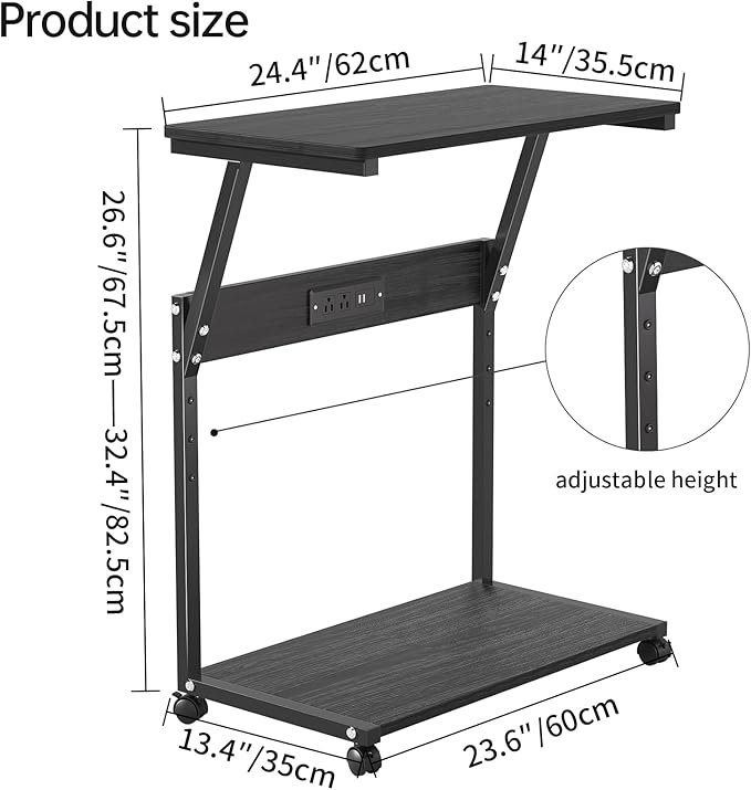 FANXIYQ Computer Tower Stand with 360° Locking Casters, 5 Height Adjustable Mobile CPU Cart, Under Desk PC Holder for Gaming Desktop, Home Office Organization, Black