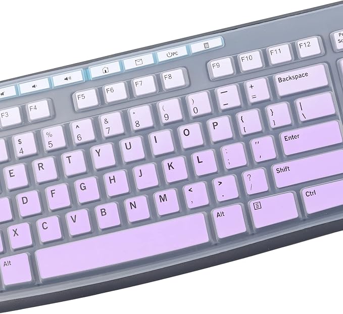 Keyboard Cover Skin Protector Fit Logitech MK295 MK275 MK270 Wireless Keyboard, Logitech K200 K260 K270 MK200 MK260 Keyboard (NOT Fit Other Model Keyboards)-OmbrePurple