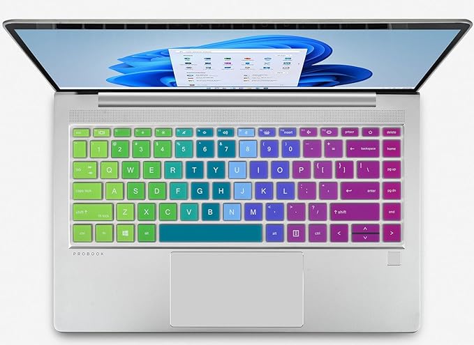 Colorful Keyboard Cover for HP Probook 440 445 G8 G9 G10 14 inch 2023 2022, HP Probook 640 G7 G8 14" Notebook Protector Skin(Not Fit Probook 440 445 G5 G6 G7 G11) -Rainbow