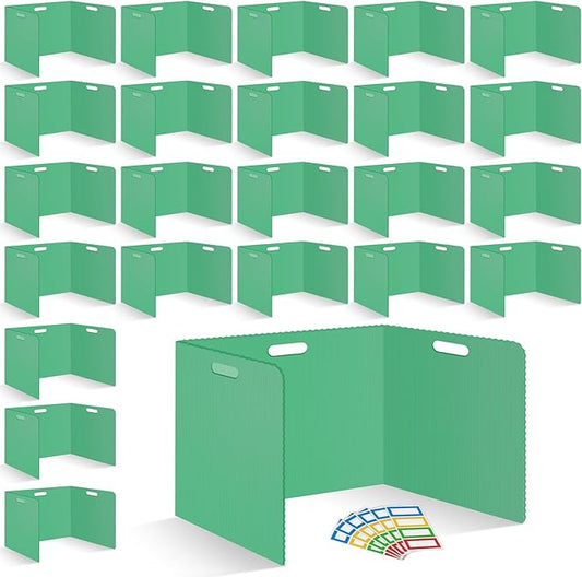 24 Pcs Desk Dividers for Students Plastic Durable and Waterproof Privacy Folders Shields Test Dividers with Classroom Privacy Boards for School Study Teacher Supplies (Green)