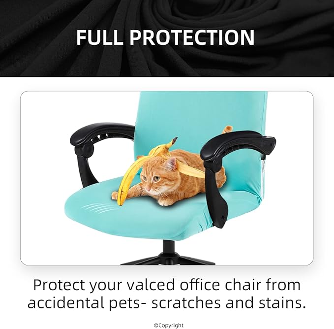 Water Resistant Stretch Computer Office Chair Cover with Durable Zipper - Universal Washable Removable Spandex Rotating Boss Chair Slipcovers - Anti-dust Desk Chair Seat Protector for Dogs, Cats, Pets