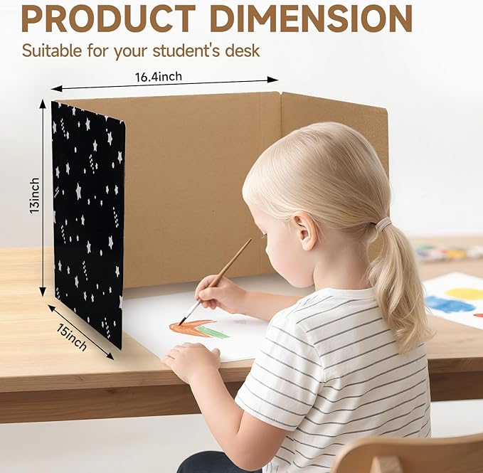 EARTHSON 22 Pack Galaxy Theme Class Privacy Shields, Desk Dividers for Students, Privacy Folder for Students, Cardboard Privacy Boards, Test Divider Classroom Study Carrel Teacher Supplies, Black