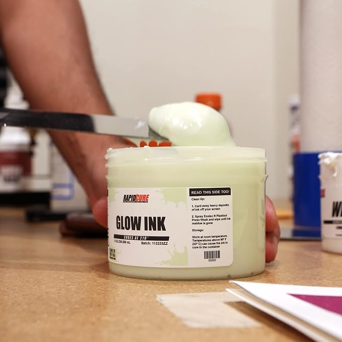 Rapid Cure® Screen Printing Ink Glow in The Dark (Quart - 32oz.) - Plastisol Ink for Screen Printing, Fast Curing Fabric Paint - Screen Print Direct®, USA Made