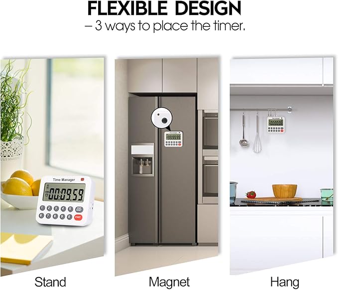 AIMILAR Magnetic Digital Kitchen Timer with Direct Numerical Keypad, Loud Alarm - 99Hr Countdown Count Up Timer for Cooking Baking Classroom, Batteries Included