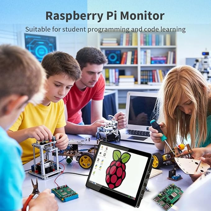 10.1 Inch Touchscreen Mini Monitor, IPS 1540×720 USB-C HDMI Portable Secondary Display with Stand & Speaker, Stretched Bar Screen for PC Laptop Rasp PI AIDA64 STEM DIY (1280×800)