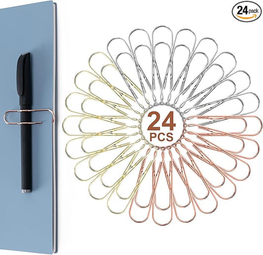 24 Pack Pen Holder for Notebook, Multi-Purpose Metal Paper Clip Pencil Holder, Easy to Use for Office,School,Bank,Classroom Must Haves,Teacher Supplies Accessories,Desk Organizer,Small Gift