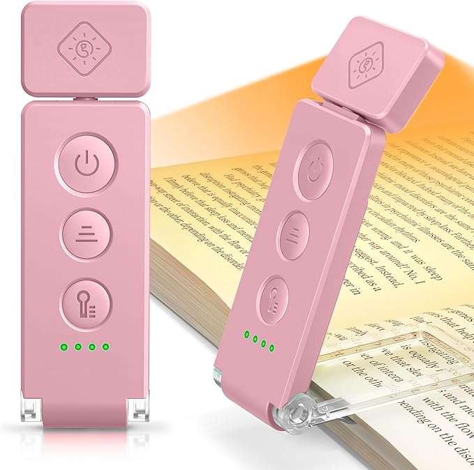 Glocusent 12 LED Rechargeable Book Light, Clip-on Reading Light with 5 Colors & 5 Brightness Levels, Up to 100Hrs Runtime, Eye-Caring Reading Lights for Books in Bed, Perfect for Book Lovers, Kids