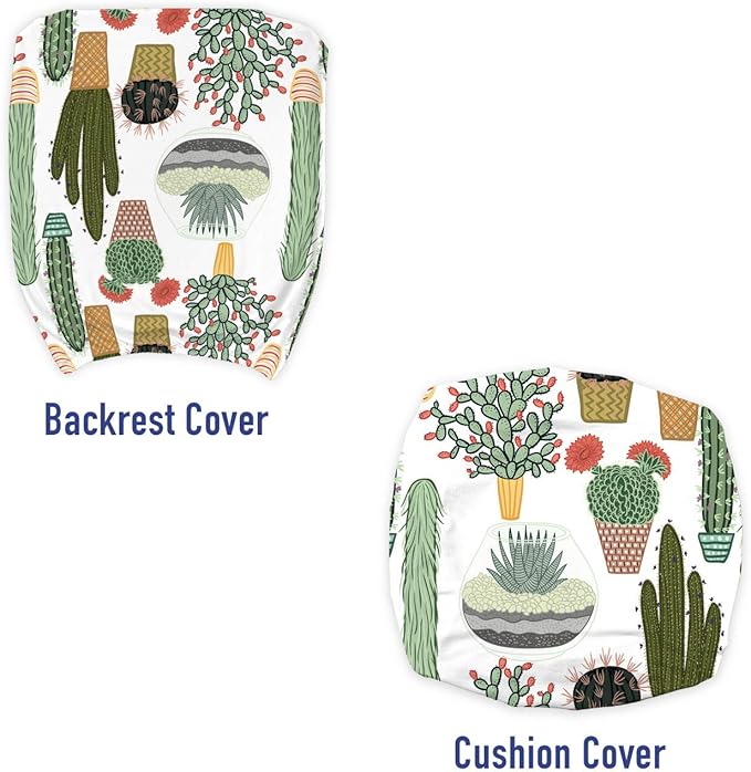 Ambesonne Cactus Office Chair Slipcover, Pattern with Succulent Plants and Cactuses in Pots Botanical Floral Mexican Garden, Protective Stretch Decorative Fabric Cover, Standard Size, Fern Green