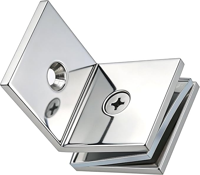 Brass Glass Clamp, for 5/16"–1/2" (8–12mm) Glass, Wall or Floor Mount Fixed Clips, Chrome Finish