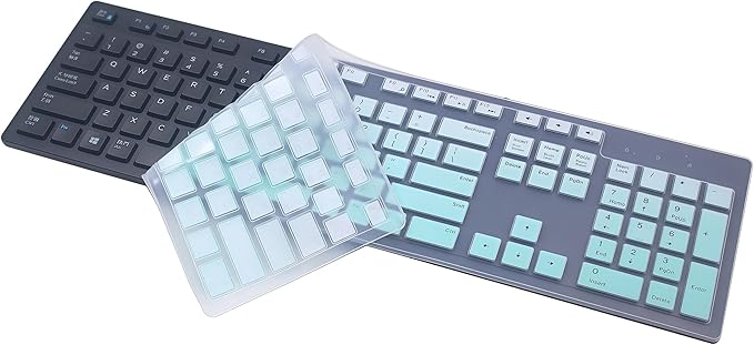 Keyboard Cover Skin Compatible for Dell KM636 KB216 KB216t KB216p Wireless/Wired Keyboard & Dell Optiplex 5250 3050 3240 5460 7450 7050, Inspiron AIO 3475/3670/3477 All-in One Desktop (Ombre Mint)