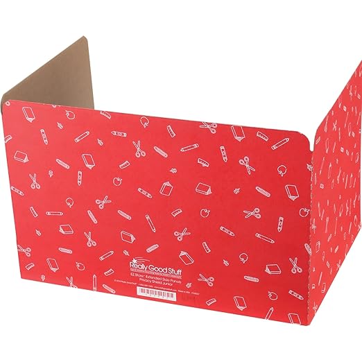 Really Good Stuff Large Privacy Shields Set of 12, Red, Matte Finish - Distraction-Free Learning - Desk Divider Boards for Students, Testing Folders, Cardboard Panels, Classroom Essentials