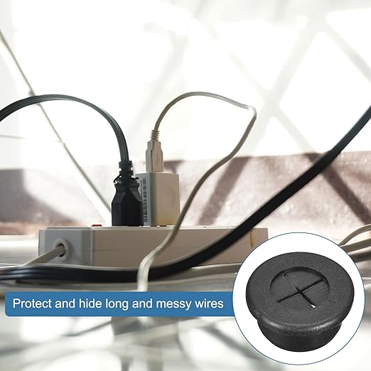 uxcell 6 Pcs Cable Cord Grommet, 13/16 Inch (20mm) Desk Grommet Flexible Rubber Grommets Wire Hole Cover Pass Through for Office Computer Desk Wire Organizer, Black
