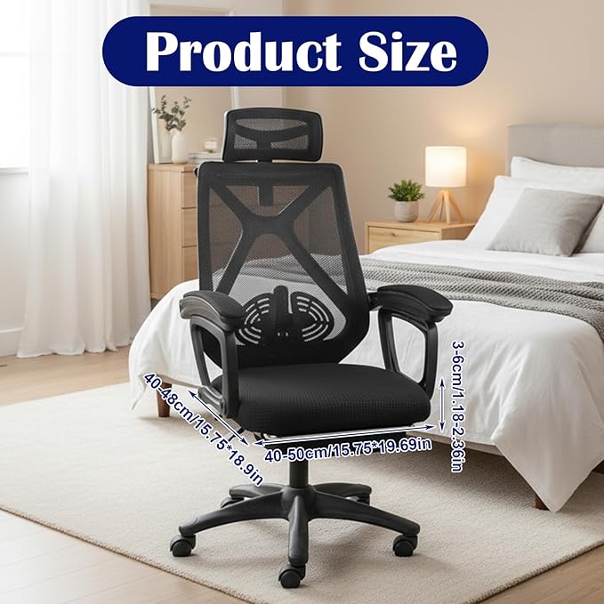 Stretch Jacquard Office Chair Cover, Stretch Office Chair Seat Cushion Covers, Removable Washable Computer Chair-Covers, Universal Gaming-Chair Seat Cover (Black)
