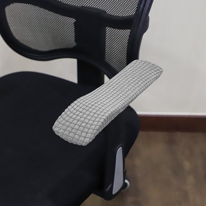 FORCHEER Office Chair Armrest Covers 10-13 inch Long Stretchable Water Resistant Jacquard Desk Chair Arm Rest Covers for Computer Chair Arm Removable Washable 2 Piece-Light Grey