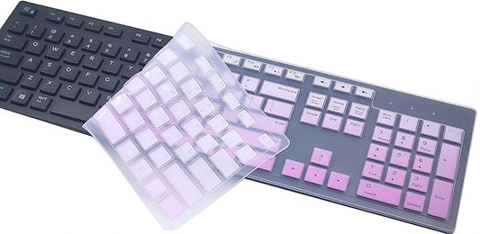 Keyboard Skin Compatible for Dell KM636 KB216 KB216t Wireless/Wired Keyboard & Dell Optiplex 5250 3050 3240 5460 7450 7050, Inspiron AIO 3475/3670/3477 All-in One Desktop (Ombre Purple)